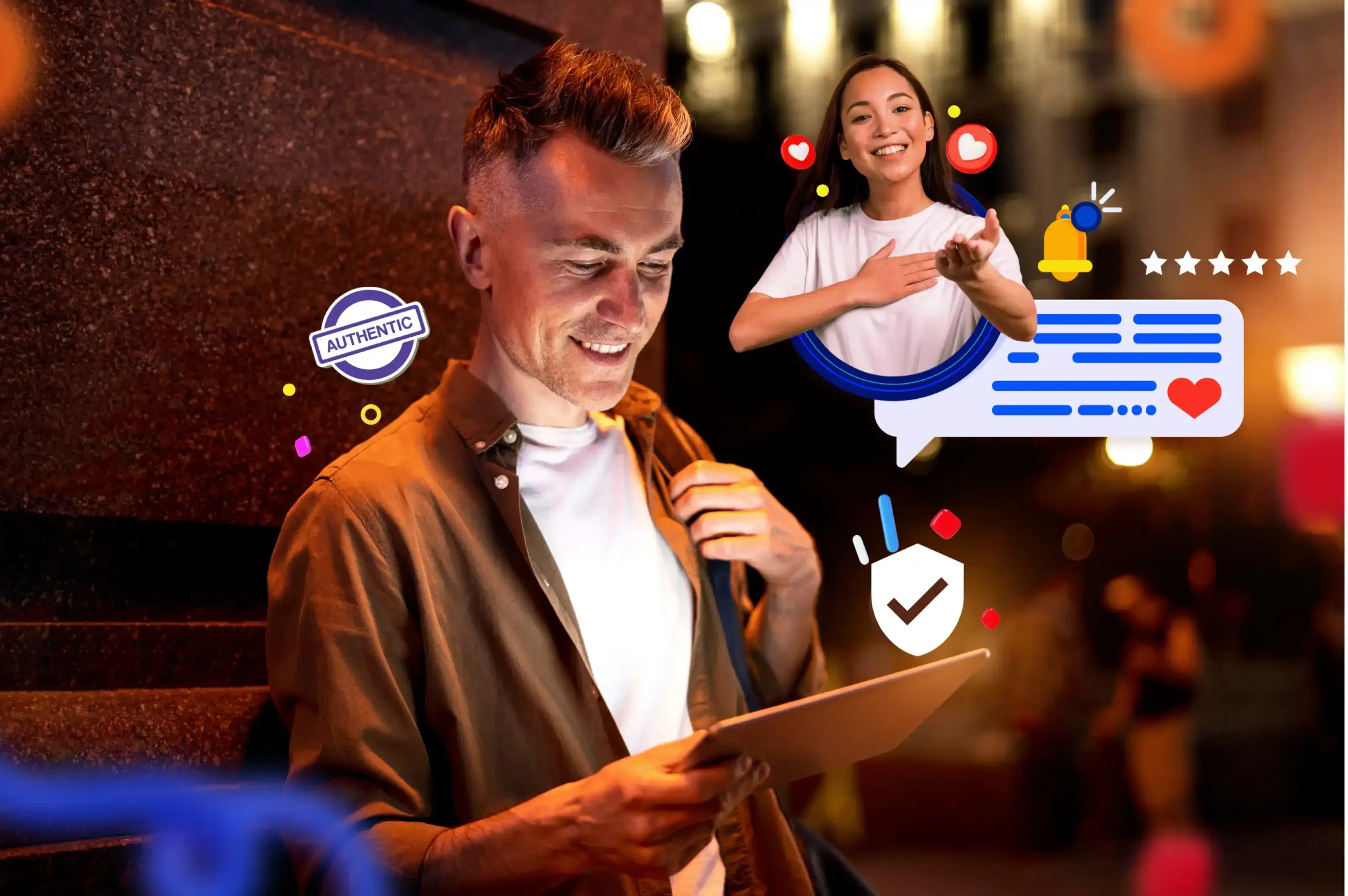 A visual representation of trust-building through authentic video content, perhaps with user reviews or testimonials